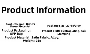 Detailed specifications table of Bride to Be satin sash and alloy headband party set
