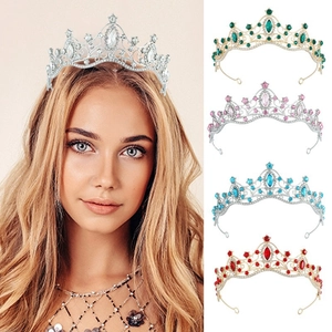 Greek goddess bridal tiara set with sparkling crystals in multiple vibrant colors