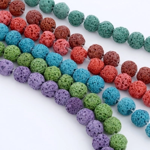 Colorful 8mm lava stone beads with porous texture for essential oil diffuser bracelets