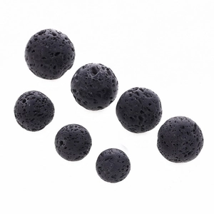 Natural black volcanic lava stone round beads in multiple sizes for essential oil diffusers