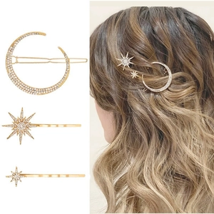Baroque moon and star hair clips set with sparkling crystals for elegant hairstyles