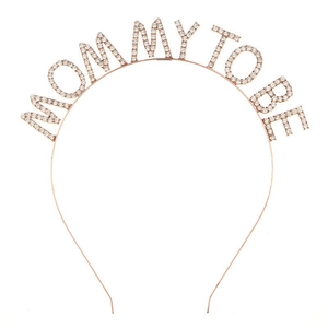 Rose gold Mommy To Be tiara headband with sparkling rhinestones for baby shower party