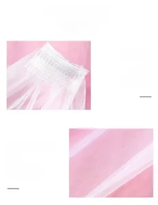 Close-up of white bridal veil texture and transparent hair comb for wedding styling