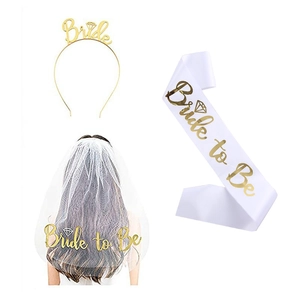 Junggesellenabschied Braut Tiara Schleier Und Bride To Be Schärpe Zubehör Kit Weiß Gold Roségold Für Hochzeit Brautdusche Damen