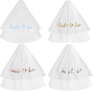 Double Layer White Bridal Veil With Bride To Be Lettering Bachelorette Party Hair Comb Hen Party Wedding Hair Accessories