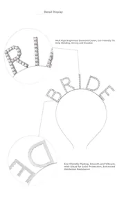 Detail of silver Bride tiara with AAA rhinestones and eco-friendly plating finish