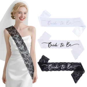 Écharpe Bride To Be Élégante en Dentelle Satin Décoration Enterrement Vie Jeune Fille Mariage Ruban Cérémonie Femme Cadeau