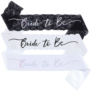 Lot de 3 écharpes Bride to Be en satin et dentelle noire ou blanche pour fête de mariage