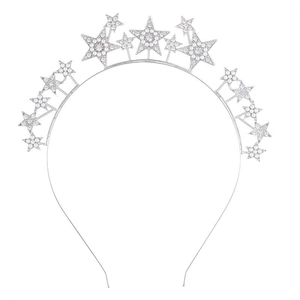 Eleganter silberner Sternenhaarreif mit Perlen und Strasssteinen für Partys und Hochzeiten