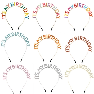 Serre-têtes IT'S MY BIRTHDAY en métal arc-en-ciel en neuf couleurs pour anniversaire