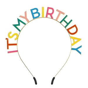 Serre-tête Fête d'Anniversaire Lettres Métalliques Its My Birthday Alliage Paillettes Décorations pour Femmes Enfants Cadeau