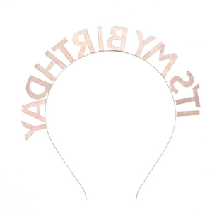 Rose gold IT'S MY BIRTHDAY metal headband for girls' birthday party decoration
