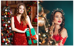 Λεπτομέρεια από στέκες με γράμματα Merry Christmas και It's Christmas με κρύσταλλα