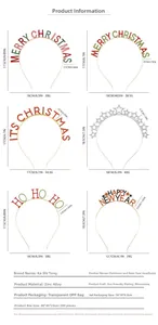 Tableau détaillé des tailles et poids pour les serre-têtes de Noël et du Nouvel An en alliage