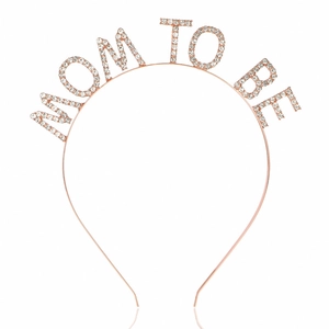 Serre-tête MOM TO BE élégant en or rose avec strass brillants pour fête prénatale