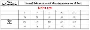 Size chart for leopard print denim shorts showing waist and hip measurements in cm