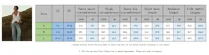 Tableau des tailles pour jeans délavés vintage avec mesures détaillées en cm et pouces