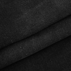 Close-up macro of black denim fabric texture showing premium weave and soft finish