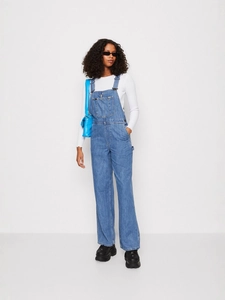Fashion casual loose denim overalls for women with adjustable straps and wide leg cut