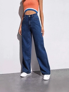 Women High Waist Wide Leg Jeans Vintage Loose Straight Leg Denim Pants Casual Cotton Washed Trousers For Women Clothing