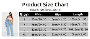 Guide des tailles de jeans pour femmes avec mesures de taille, hanches et longueur