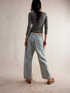 Women's casual wide-leg striped pants with drawstring detail and slim rib-knit top