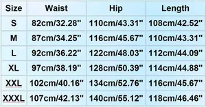 Detailed size chart for men tencel denim jeans showing waist, hip, and length measurements