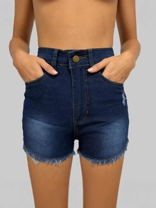 Shorts de Mezclilla de Cintura Alta para Mujer Rotos Dobladillo Deshilachado Distressed Jean Shorts Verano Casual Streetwear Moda