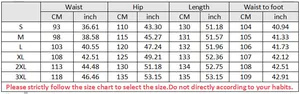 Detailed size chart for men denim overalls from S to 3XL with waist and hip measurements