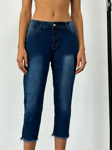 Women High Waist Cropped Jeans Slim Fit High Stretch Cotton Denim Pants With Frayed Hem Casual Washed Skinny Jeggings