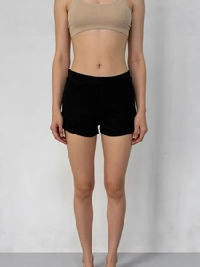 High waist black slim fit stretch denim shorts for women with breathable yoga fabric