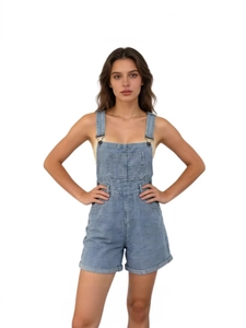 Women Casual Denim Overalls Shorts Loose Fit Vintage Washed Jumpsuit With Pockets Adjustable Straps Summer Romper Short Overalls
