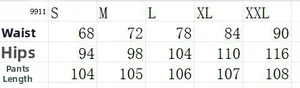 Size chart for high waist flare jeans showing waist, hips, and length from S to XXL