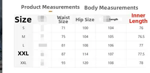 Detailed size chart for high waist straight leg jeans showing measurements from S to XXL