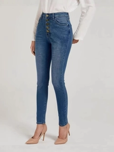 Women High Waist Skinny Jeans Five Button Fly Slim Fit Denim Pencil Pants High Stretch Washed Casual Denim Trousers
