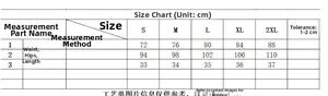 Tableau des tailles de shorts en jean avec mesures de taille, hanche et longueur en cm