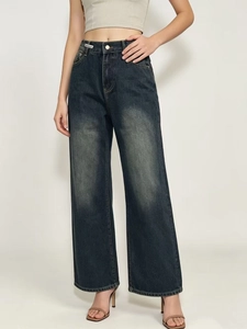Women High Waist Wide Leg Jeans Vintage Washed Loose Straight Cotton Denim Pants Casual Streetwear Trousers For Women