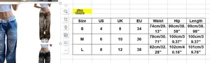 Tableau des tailles pour jeans street style avec conversions US UK EU détaillées