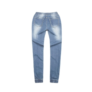 Damen Hellblaue Low-Waist Denim-Jogger mit Kordelzug, elastischem Bund und Gesäßtaschen