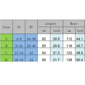 Guide des tailles veste en jean ample femme avec mesures S-XL en CM et pouces