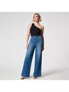 Women High Waisted Wide Leg Jeans Front Seam Stretch Denim Pants Loose Straight Trousers Casual Blue Washed Fashion Bottoms