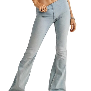 Women High Waist Flare Jeans Stretch Bell Bottom Denim Pants Vintage Washed Slim Fit Wide Leg Streetwear Trouser