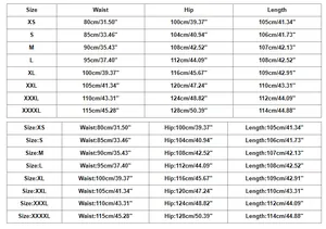 Detailed size guide table for men motorcycle pants including waist hip and length measurements