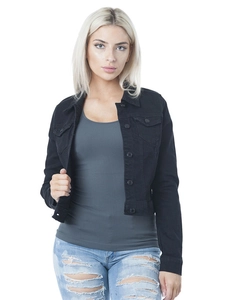 Women Casual Denim Jacket Slim Fit Short Jean Coat Turn-down Collar Long Sleeve Single Breasted Outwear Fashion Streetwear