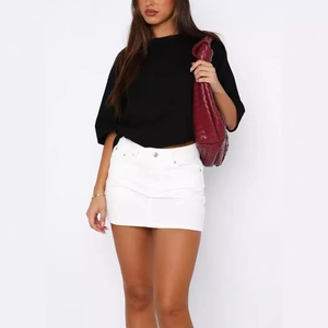 Women's Summer Denim Mini Skirt High Waist Slim Fit Stretch Casual Streetwear Fashion Jean Skirt With Metal Buttons