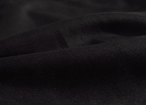 Macro shot of premium black knitted cotton fabric texture with fine brushed surface