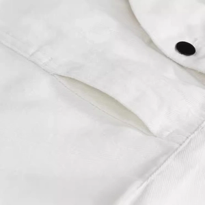 Slim fit white denim vest for men featuring classic twill texture and pocket detail