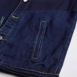 Slim fit blue denim vest for men featuring vintage patchwork and metal button details