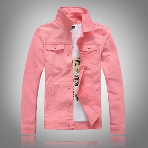 Men's Casual Slim Fit Denim Jacket Breathable Cotton Solid Color Jean Coat With Buttons Outerwear For Spring Autumn