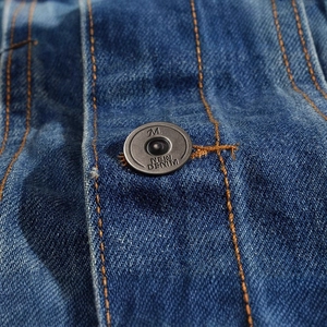 Slim fit denim vest for men with vintage blue wash and branded metal button detail